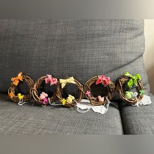 Colorful Mini Wreath Set with Bows and Birds (set of 5)